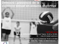 CURS “Detecció i prevenció de la violència sexual en entorns esportius” 22 i 24/03/22  (TARRAGONA)